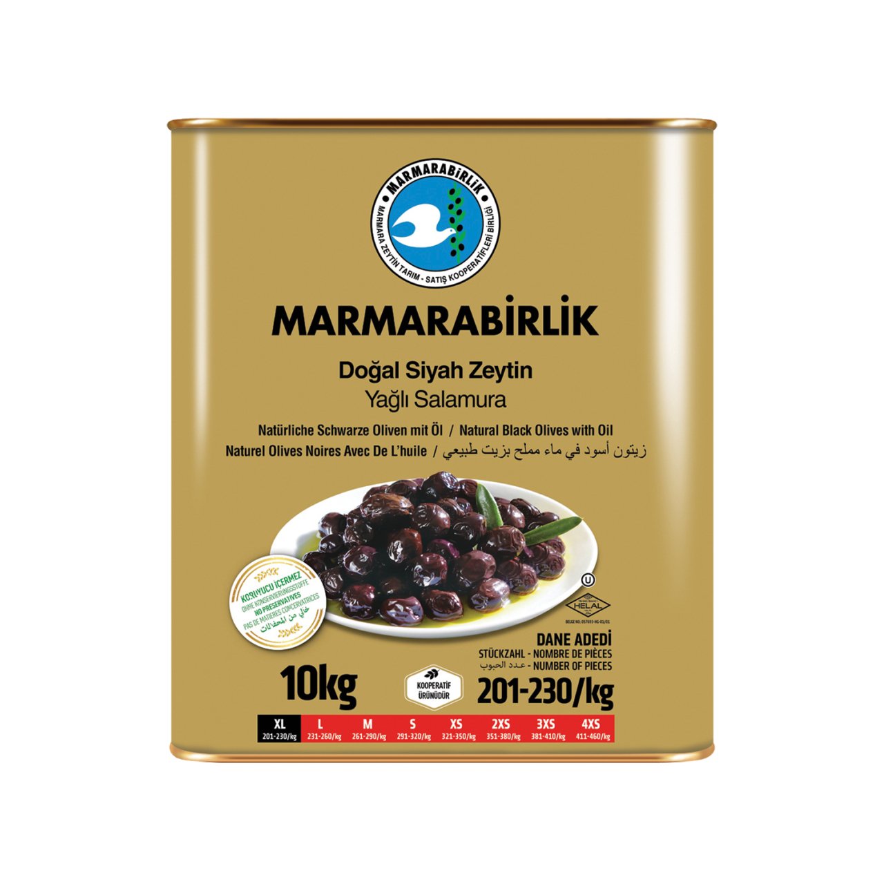 Marmarabirlik%20Siyah%20Zeytin%20Yağlı%20Salamura%20XL%20Mega%2010%20Kg.(201-230)