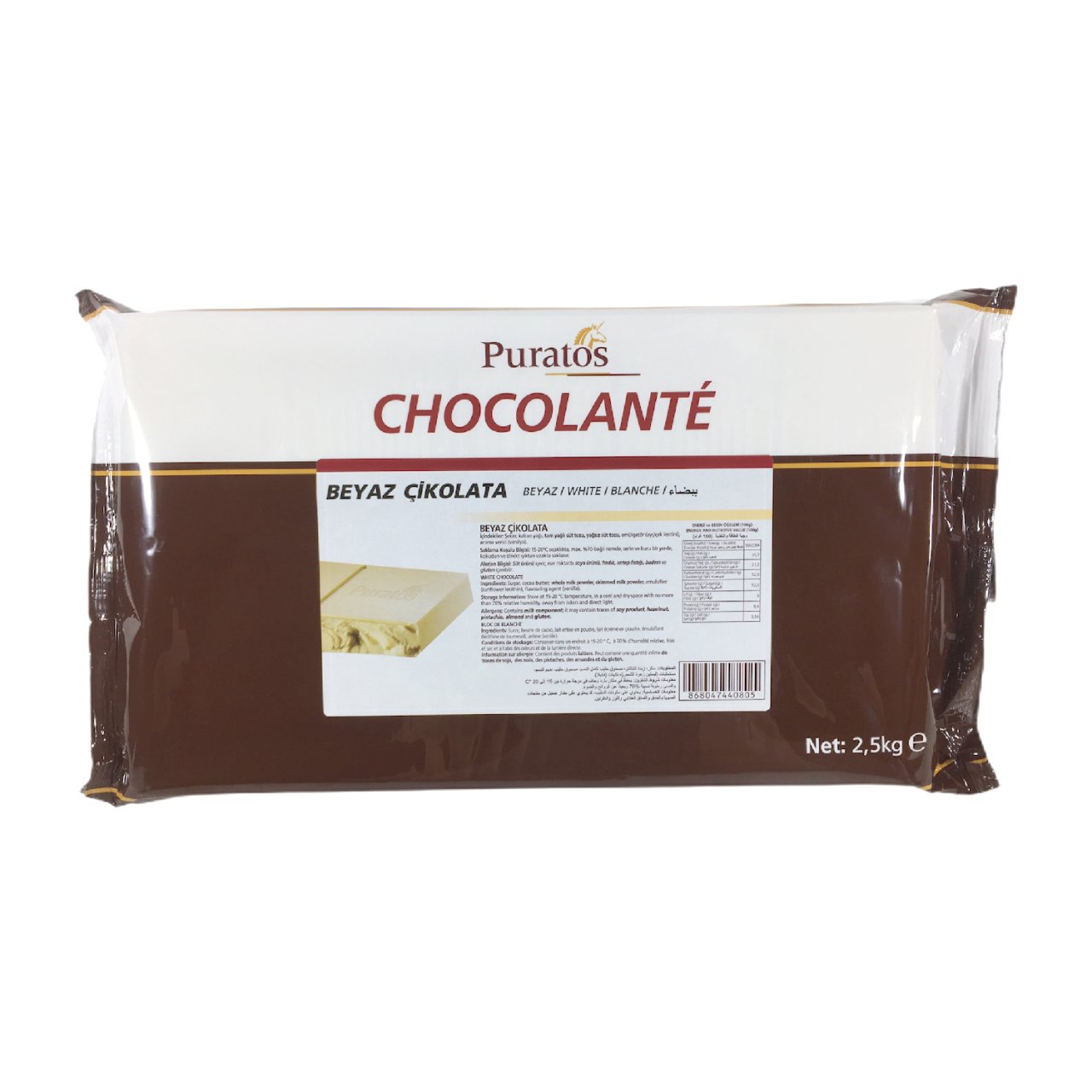 Puratos%20Chocolante%20Beyaz%20Gerçek%20Çikolata%20Blok%202,5%20Kg.