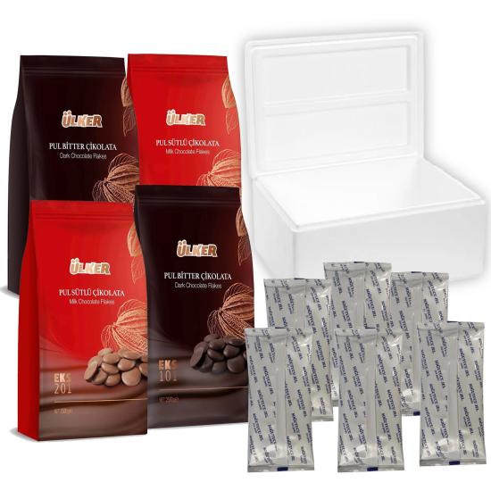 Ülker Sütlü Pul Çikolata 2,5 kg x 2 Paket ve Ülker Bitter Pul Çikolata 2,5 kg x 2 Paket
