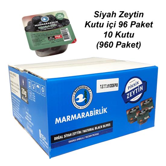 Marmarabirlik 20 şer grlık Piknik Siyah Zeytin 96 lı  10 KUTU